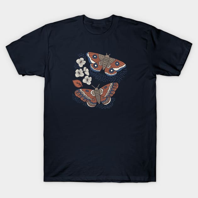 Midnight Rusted Moths T-Shirt by latheandquill